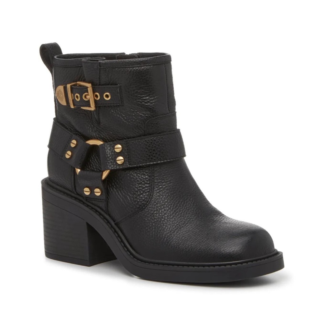 NWOT Vince Camuto Bipdi Moto Ankle Boots with Gold Hardware